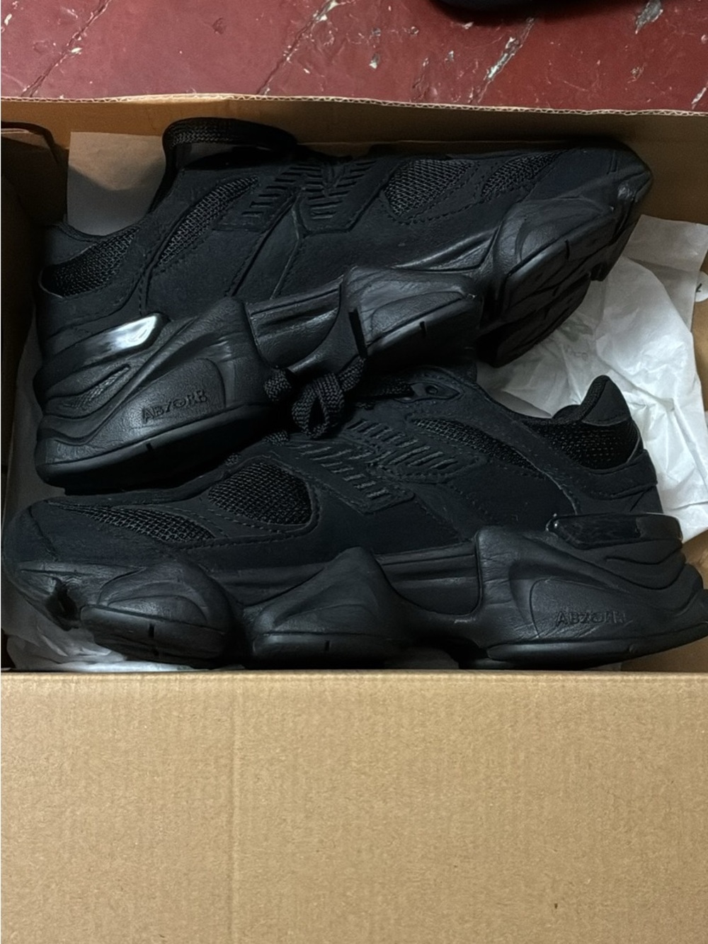 New Balance 9060 All Black Kids Size 4 Sneakers